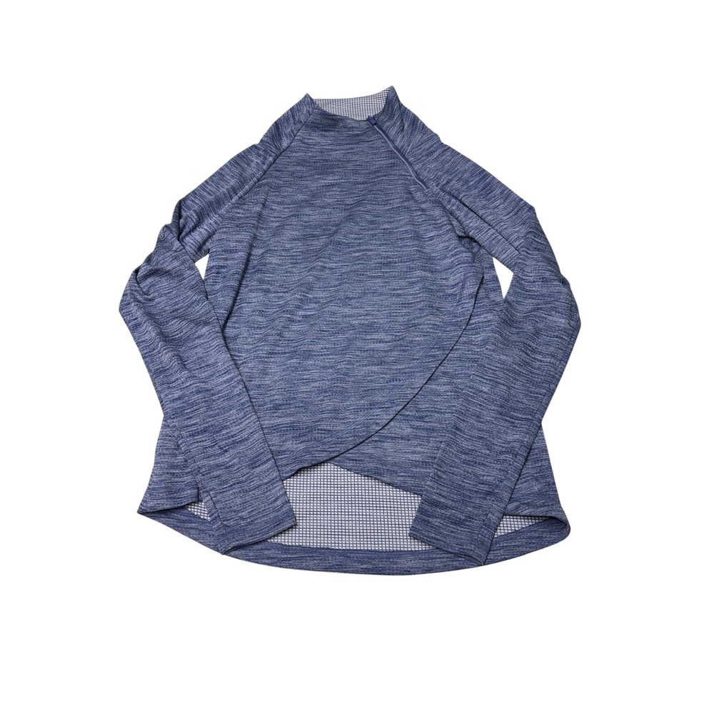 IBKUL Womens Blue Space Dye Quarter Zip Long Sleeve UPF 50 Top Size M 10561